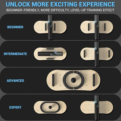 Sportneer Balance Board 7 Modes Wobble Board with Adjustable Stoppers Exercise Balancing Stability Trainer for Improve Balance, Surf Trainer & Physical Therapy - Roller and 2.8'' Ball Included