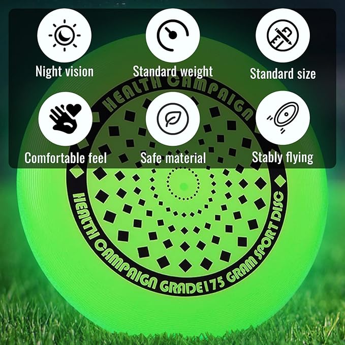 175g Professional Sports Flying Disc for Ultimate & Casual Play, Glow-in-The-Dark Competition Grade Throwing Disc, Diamond/Hurricane Pattern, Perfect for Ultimate Sport, Outdoor Fun and Fitness