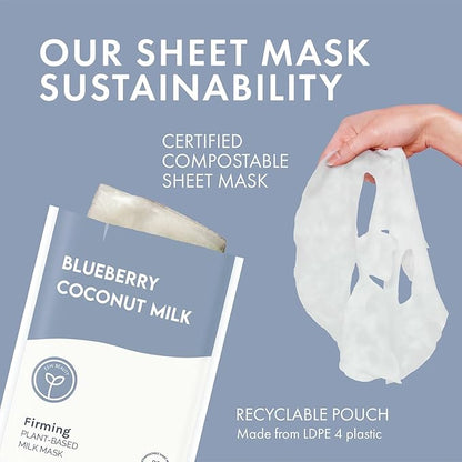 ESW Beauty Blueberry Coconut Milk - Firming Plant-Based Milk Face Mask - Rejuvenating with Blueberry & Coconut for Mature Skin - Firms & Reduces Fine Lines