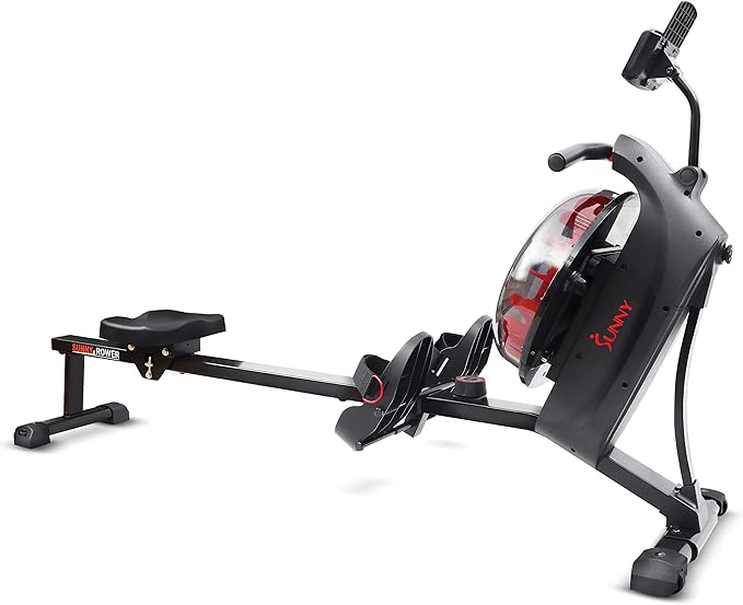 Sunny Health & Fitness Elite Water Rowing Machine with High Dynamic Resistance Vertical Tank, Low-Impact Full-Body Workout and Optional Free SunnyFit App Connectivity