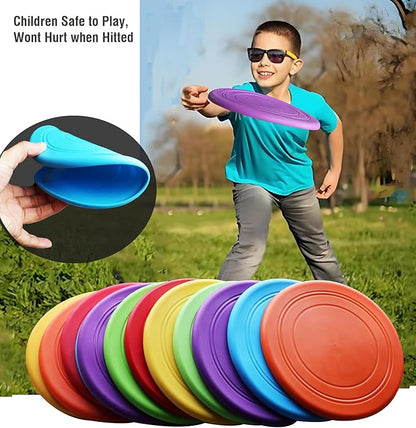 7'' Kids Outdoor Game Flying Discs 12 Pack Party Favors School Teaching Early Education Sports Safe Soft for Toddler Kindergarten Children Colorful DIY Drawing Plate