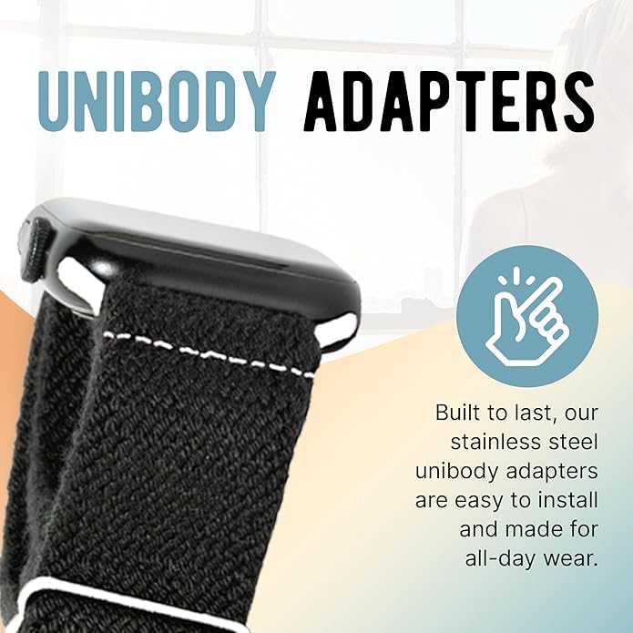 Braxley Bands - Organic Cotton Watch Bands For Women and Men, Compatible With All Apple Watch Sizes and Series - Washable, Sweat-Absorbent, Breathable Fit, Elastic Smart Watch Bands