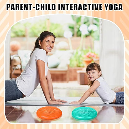 2 Pcs Wiggle Seat Inflated Wobble Cushion Flexible Balance Disc with Air Pump for Core Stability Strengthening Improving Posture Physical Exercise