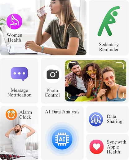 Smart Bracelet, Wearable Activity & Fitness Tracker Band, 24/7 Sleep Tracker, All-Day Continuous Heart Rate Blood Pressure Stress HRV Monitor, 170+ Sport Modes Smart Wristband with 2 Bands, Free APP