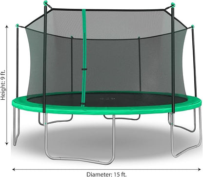 Sportspower Outdoor Trampoline with Safety Enclosure Net, 15FT