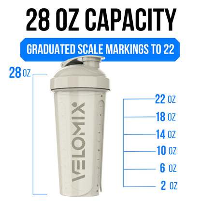 VELOMIX 6 Pack 28oz Protein Shaker Bottle for Protein Mixes, Earth Tones