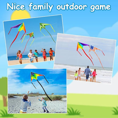 5 Pack Kites for Kids & Adults, Rainbow Butterfly Kite Delta Kites for Kids Age 4-8 8-12, Easy to Fly for Beginners, Easy to Assembled Colorful Kite for Beach Outdoor Toy Games & Family Trip