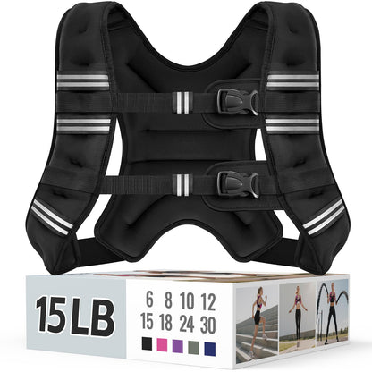 Zeerun Weighted Vest, 6lb/8lb/10lb/12lb/15lb/18lb/20lb/24lb/30lb for Men Women, Reflective Stripe
