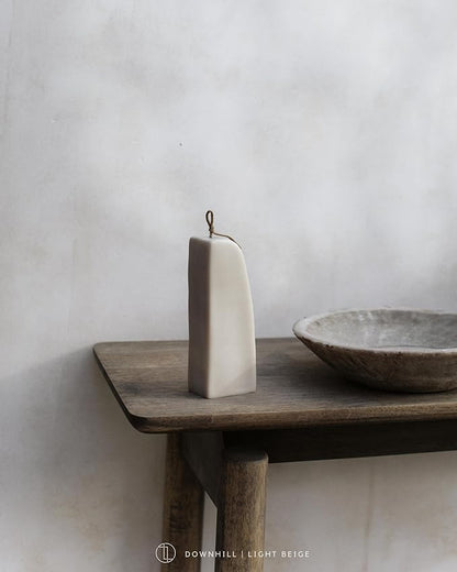 LAWA Downhill Candle - Beautiful Handmade Pillar Scented Soy Wax Elegant Aesthetic Candle Housewarming Gift Home Room Shelf Decor Idea (Light Beige)