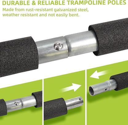 Trampoline Poles Replacement for Skywalker Or Jumpzylla,Galvanized Trampoline Enclosure Pole for Skywalker or Jumpzylla,Replace Parts#4201 4202 4135 OR for Jumpzylla 8ft 10ft&12ft 14ft