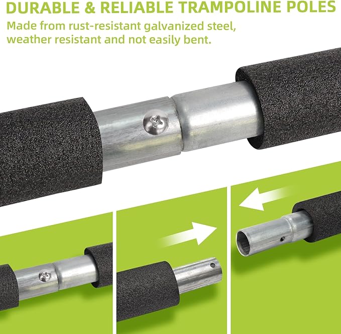 Trampoline Poles Replacement for Skywalker Or Jumpzylla,Galvanized Trampoline Enclosure Pole for Skywalker or Jumpzylla,Replace Parts#4201 4202 4135 OR for Jumpzylla 8ft 10ft&12ft 14ft
