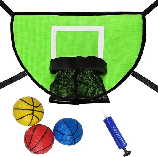 Trampoline Basketball Hoop with Pump and Mini Ball, Waterproof, Sunscreen Soft Materials, Easy to Assemble Sturdy for Dunk Fit, Trampoline Accessory
