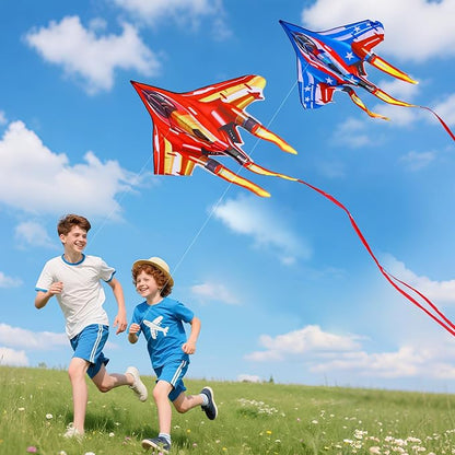 Fighter Jet Kites for Kids & Adults - Durable Airplane Kites for Boys Ages 8-12 & 4-8 with Kite String Reel, Easy Fly Large Outdoor Kite for Beach & Park Activities
