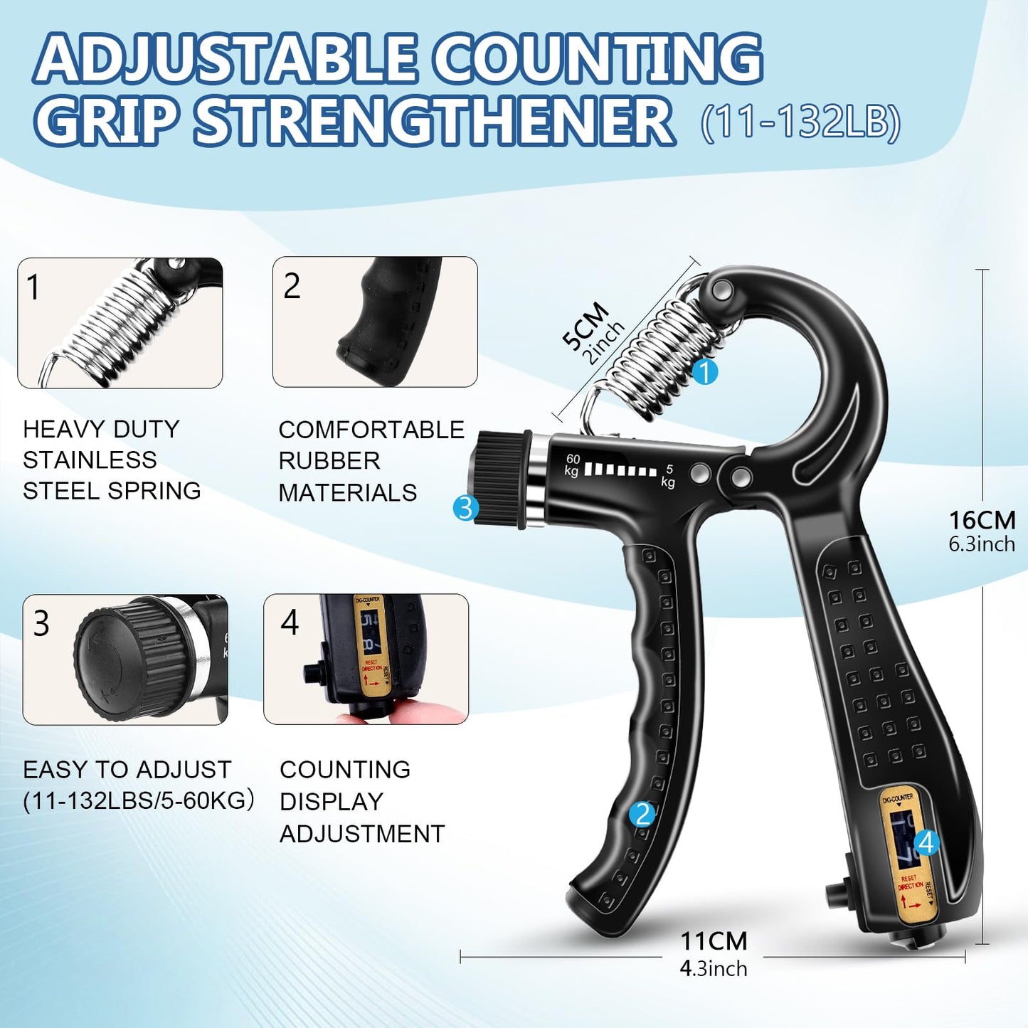 5 PCS Grip Strength Trainer Kit,Forearm and Hand Gripper Strengthener