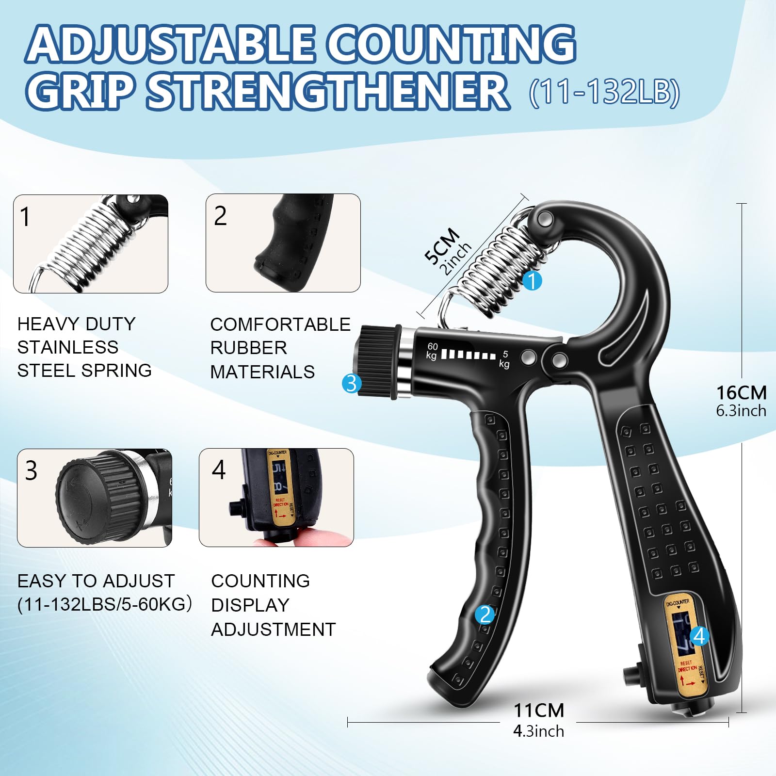 5 PCS Grip Strength Trainer Kit,Forearm and Hand Gripper Strengthener