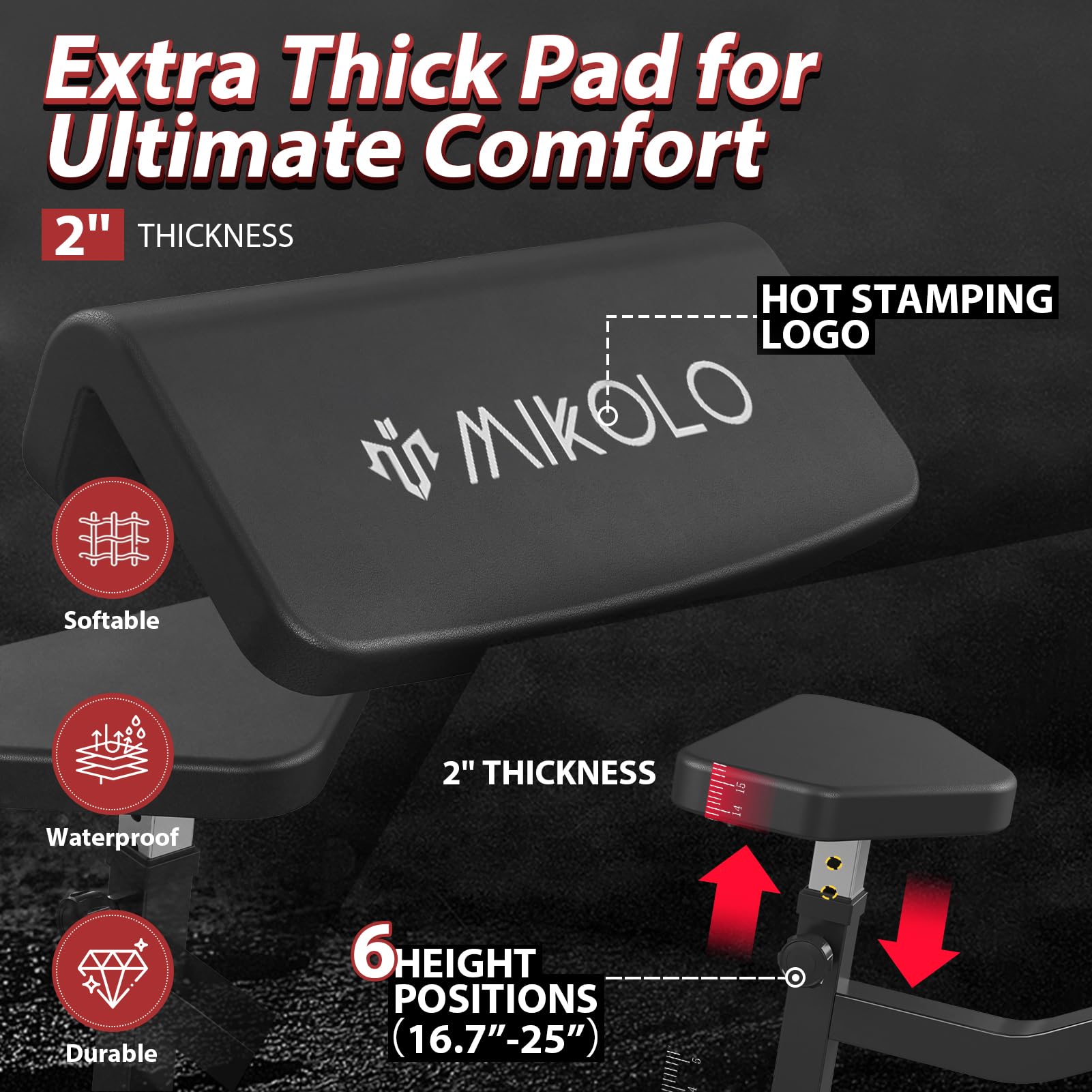 Mikolo Preacher Curl Bench, Plate Loaded Bicep Curl Machine, Bicep Workout Equipment，2 in 1 Arm