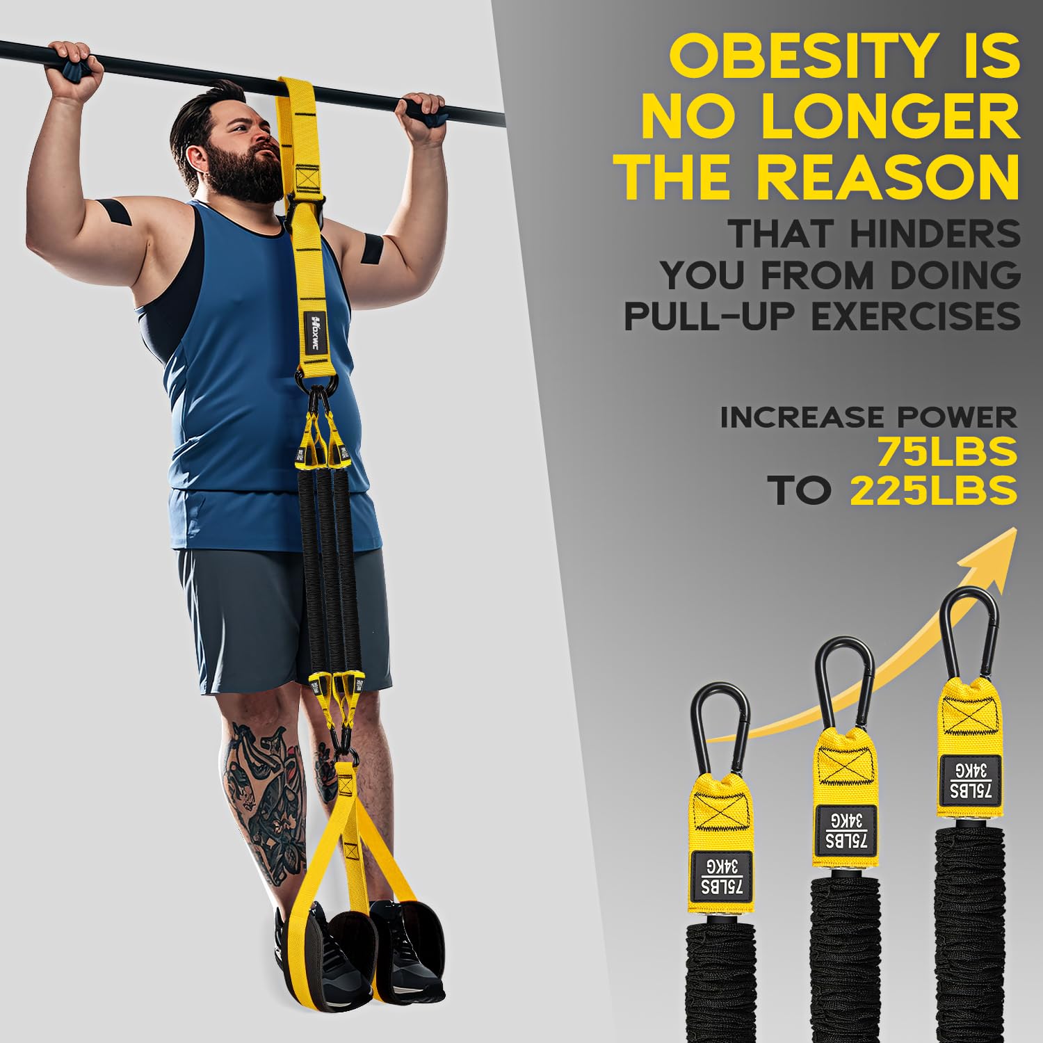 HOXWC Pull Up Assistance Bands, Adjustable Heavy Duty Resistance Band for Pull Up, 3 Pull Up Bands