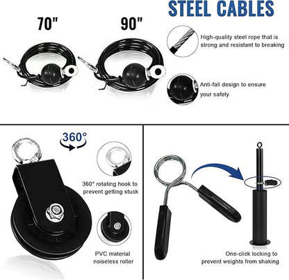 ASIEIT Weight Cable Pulley System for Home Gym, Durable Cable Pulley Attachments for Garage Gym, Upgraded Cable Machine for Fitness Enthusiast, Cable Pulley System Gym for Basement Gym Squat Rack