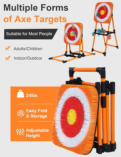 ZoLLa Axe Throwing Game for Backyard - 8 Throwing Axe & 8 Throwing Stars,24" Target,Foldable Stand,Yard & Outdoor Games for Adults and Family