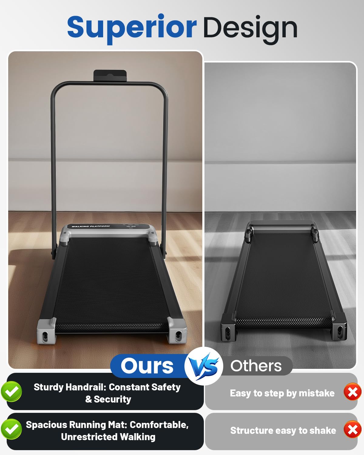 Walking Pad Treadmill for Home, Walking Pad with Incline and Handle Bar