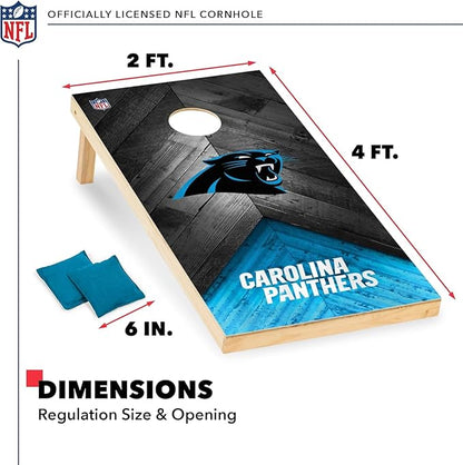 NFL Football 2' x 4' Regulation Size Solid Wood Cornhole Set with Direct Print HD Team Graphics Great Gift for Any Football Fan! Bean Bag Toss Family Outdoor Game