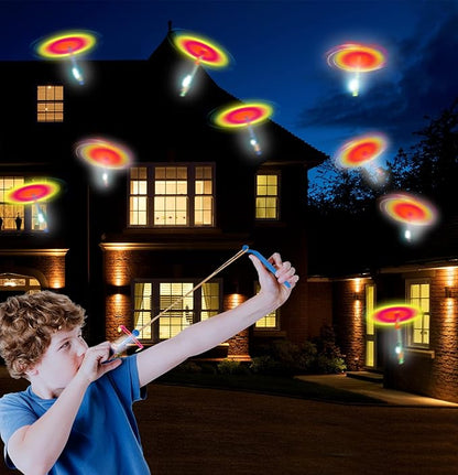 60pcs Led Arrow Helicopter Flying Toy Party Fun Gift Elastic Slingshot Flying Copters Birthdays Summer Day Party Favors Outdoor Game for Kids