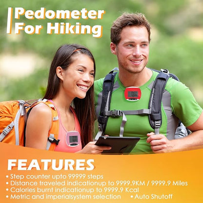 9 Pcs Simple Pedometers Bulk for Walking Steps and Miles Walking Step Counters with Calories Burned Portable Clip Step Tracker for Seniors Man Women Jogging Hiking Running