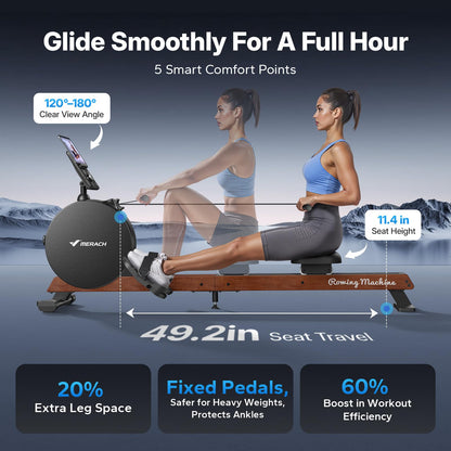 Merach R7 N Self-Powered Rowing Machine with Powerful Magnetic Resistance