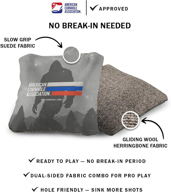 ACA Synergy Soft Professional Cornhole Bags Dual Sided Regulation 6x6 Set of 4 Retro Stripes Sasquatch