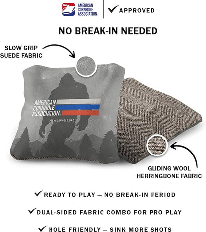 ACA Synergy Soft Professional Cornhole Bags Dual Sided Regulation 6x6 Set of 4 Retro Stripes Sasquatch