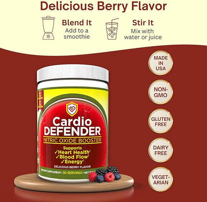 Nitric Oxide Booster Powder ??L-Arginine 5,200mg + L-Citrulline 1,200mg ??Heart Health Drink Mix - Heart Health, Blood Flow, Energy, Endurance - L-Arginine Powder with Berry Flavor