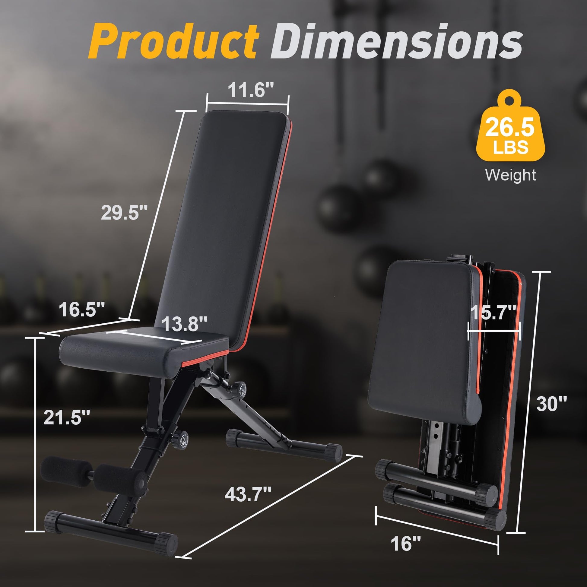 Aidoly Adjustable Weight Bench 795 lbs, Foldable Incline Bench Press