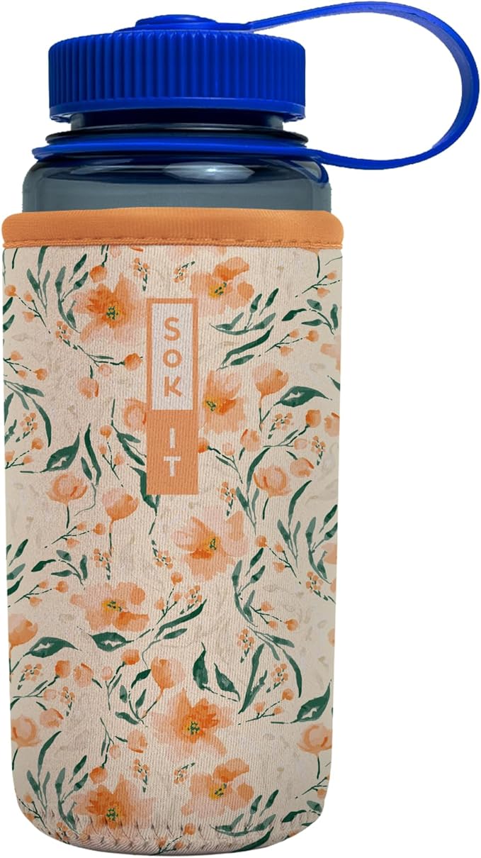 Sok It BotlSok Water Bottle Sleeve Insulated Neoprene Cover (Blush Blossoms, Fits 16oz CamelBak or Nalgene)