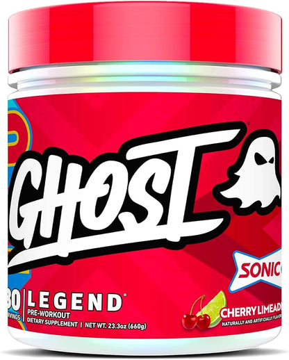 GHOST Legend Pre-Workout Powder, Sonic Cherry Limeade - 30 Servings ??Pre-Workout for Men & Women with Choline, L-Citrulline, & Beta Alanine for Energy & Focus