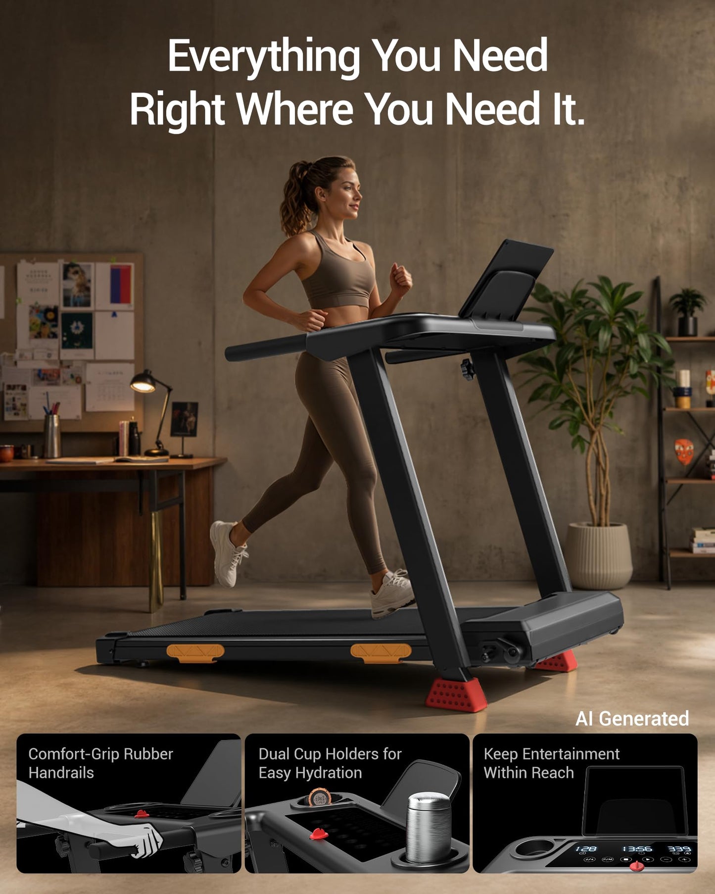 16% Incline Treadmills for Home, Foldable Treadmill with Incline