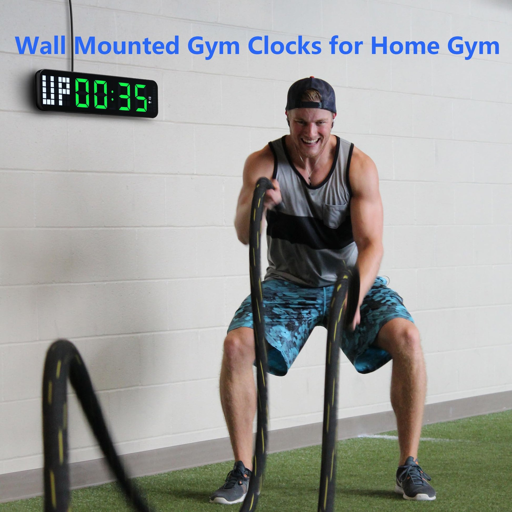 Gym Timer 15'' Large Wall Clocks for Home Gym, Interval Workout Countdown Clock Remote Control for