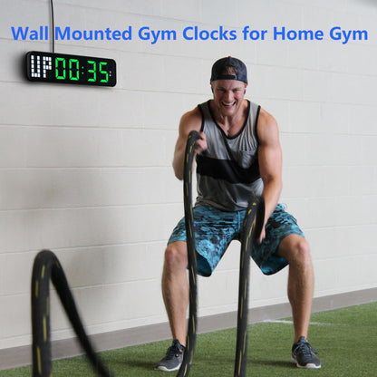 Gym Timer 15'' Large Wall Clocks for Home Gym, Interval Workout Countdown Clock Remote Control for