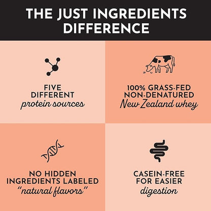 JUST INGREDIENTS Peaches & Cream Protein Powder ??25-Serving Blend with 100% Grass-Fed Whey & Organic Plant Proteins ??Real Peach Flavor ??Supports Muscle Recovery, Energy*