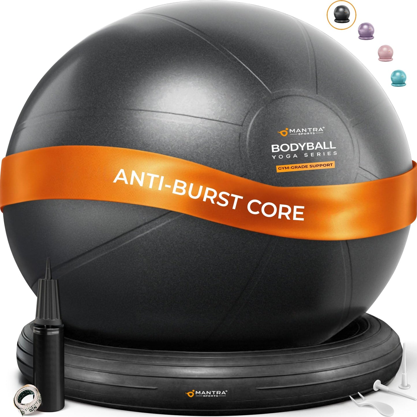 MANTRA SPORTS Yoga Ball Chair for Office Desk with Base - Ergonomic Balance & Stability Exercise