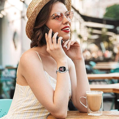 Silm Metal Band Compatible with Fitbit Versa 4/Fitbit Sense 2 Band Cute Women, Bling Jewelry Strap Replacement Compatible for Fitbit Sense/Versa 3 Women (Silver)