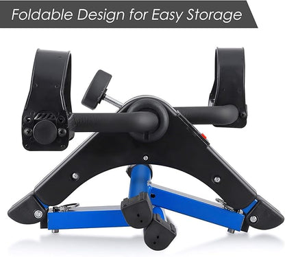 Folding Pedal Exerciser, Mini Under Desk Bike - Portable Foot Hand Cycle Peddler Machine Bicycle Exerciser for Arm Leg While Sitting