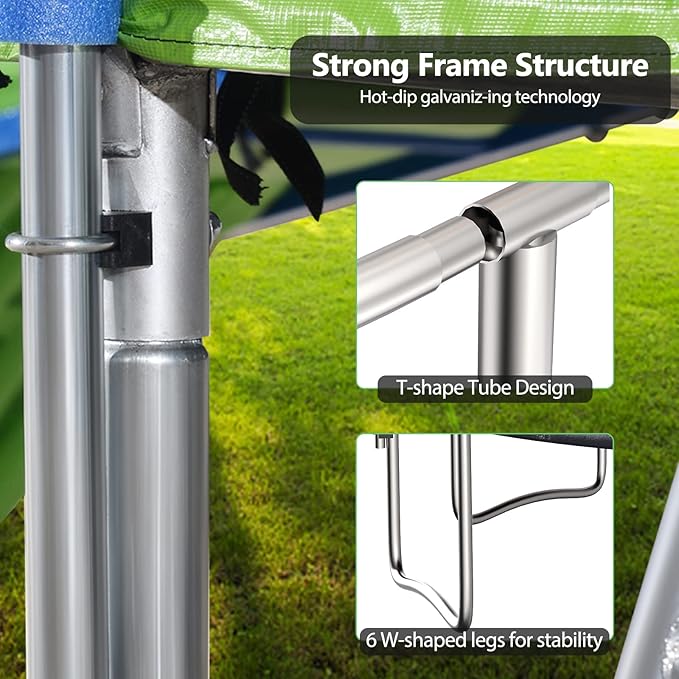 12FT 14FT Trampoline with Slide and Swings, ASTM Approved Outdoor Trampoline with Basketball Hoop and Ladder, Capacity for 5-7 Kids and Adults