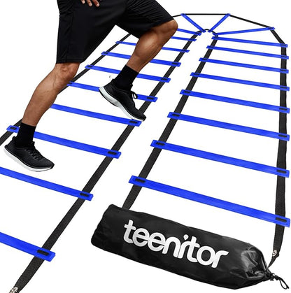 Teenitor Agility Ladder Speed Ladder Training Ladder for Soccer, Speed, Football Fitness Feet Training Carry Bag Agility Training Equipment 13 rungs, 23 feet