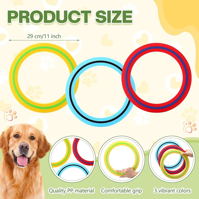 Soulchen 6 Pack Silicone Flying Ring 11 Inch Flying Disc Bulk for Backyard Pool Outdoor Soft Sports Family Camping Activities Sports Tossing Game Gifts (Blue, Yellow and Red)