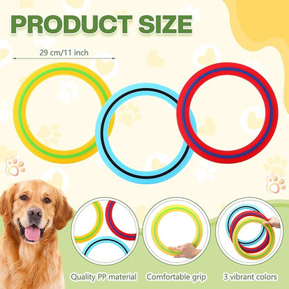 Soulchen 6 Pack Silicone Flying Ring 11 Inch Flying Disc Bulk for Backyard Pool Outdoor Soft Sports Family Camping Activities Sports Tossing Game Gifts (Blue, Yellow and Red)