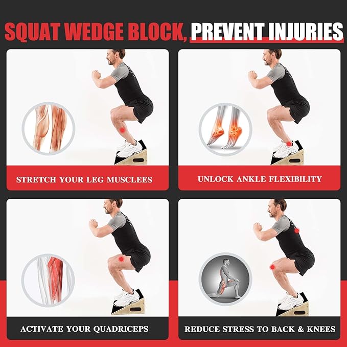 CAELUM Slant Board for Squats, Training Incline Board for Knees Over Toes, Wooden Non-Slip 25 Degree Incline Durable Board for Calf Stretch, Weightlifting, Fitness, 1000 Lbs Weight Capacity