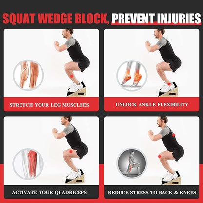 CAELUM Slant Board for Squats, Training Incline Board for Knees Over Toes, Wooden Non-Slip 25 Degree Incline Durable Board for Calf Stretch, Weightlifting, Fitness, 1000 Lbs Weight Capacity