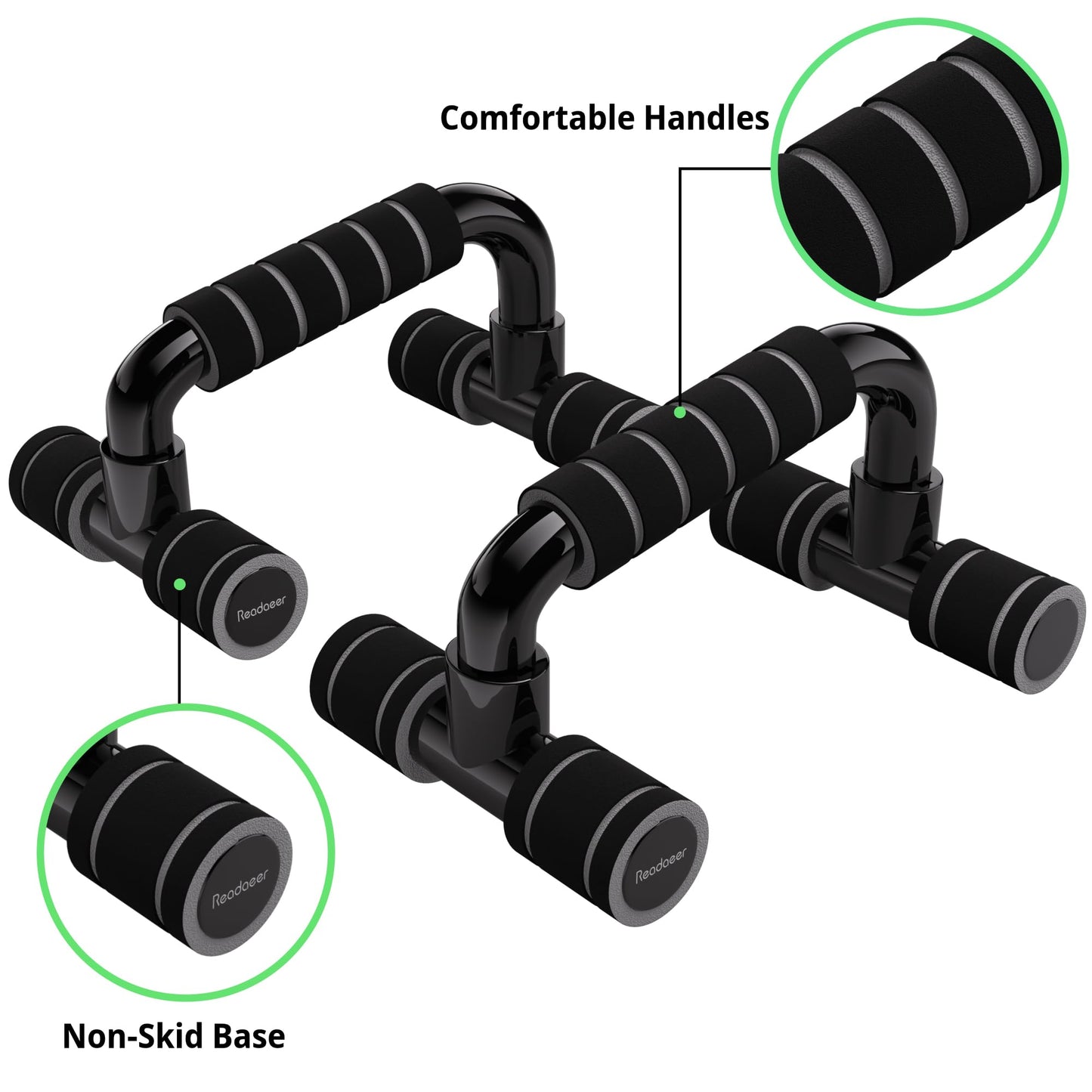 Readaeer Push Up Bars Gym Exercise Equipment Fitness 1 Pair Pushup Handles with Cushioned Foam Grip