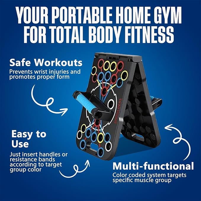 Push Up Board, Portable 25-In-1 Push up Board for Men, | Pilates Bar & Fitness Accessories with Resistance Bands & Ab Roller Wheel, Professional Strength Training Equipment For Man and Women