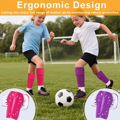 2 Pairs Shin Guards Soccer for Kids,Shin Pads Extra Lightweight Breathable Slide in Shin Guard for Football Training Match Outdoor Activities Protective Slip-in Shin Guards for Boys Girls
